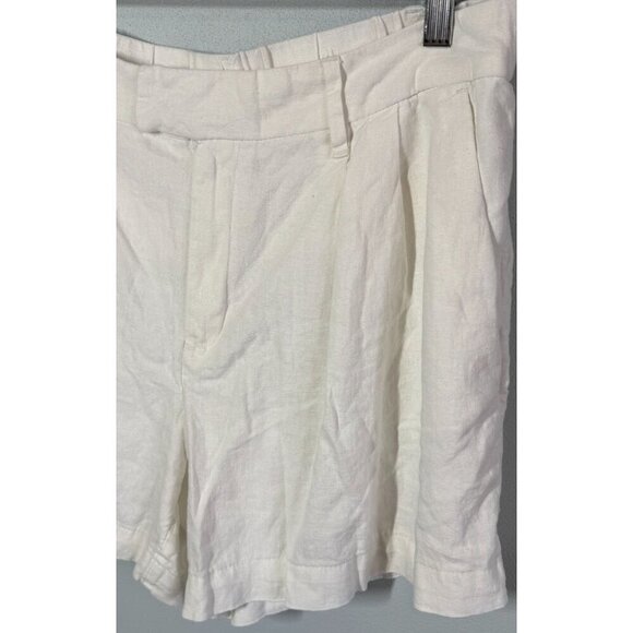 A New Day Womens White Linen Blend Pleated Front Paper Bag Shorts Sz 12 Casual - Picture 11 of 11